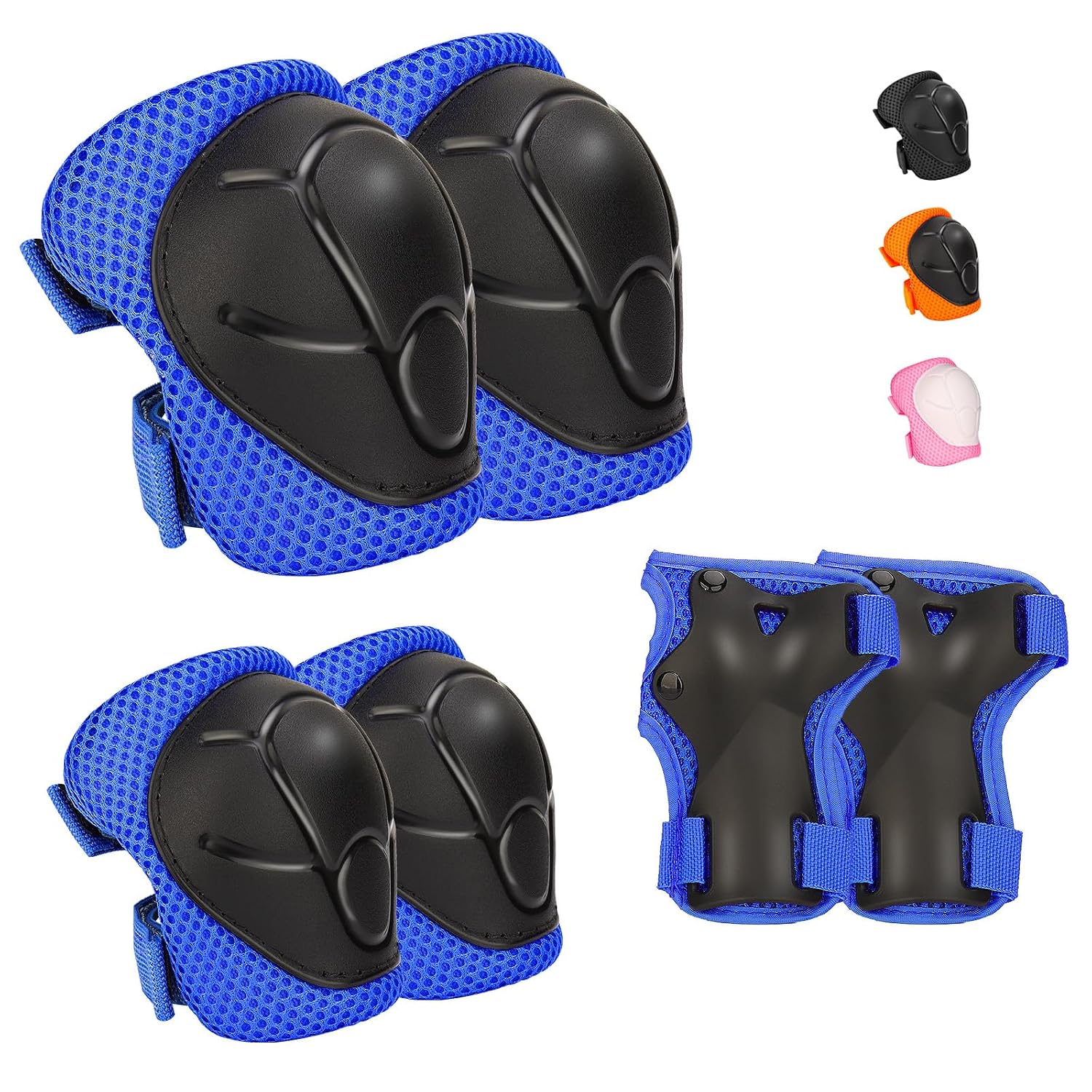 Kids Protective Gear Set – Knee Pads Elbow Pads with Wrist Guards for Ages 3-12 | 3-in-1 Safety Protective Gear for Skating, Cycling, Biking, Roller Skates, Scooters (blue, ‎S(3-7Years))
