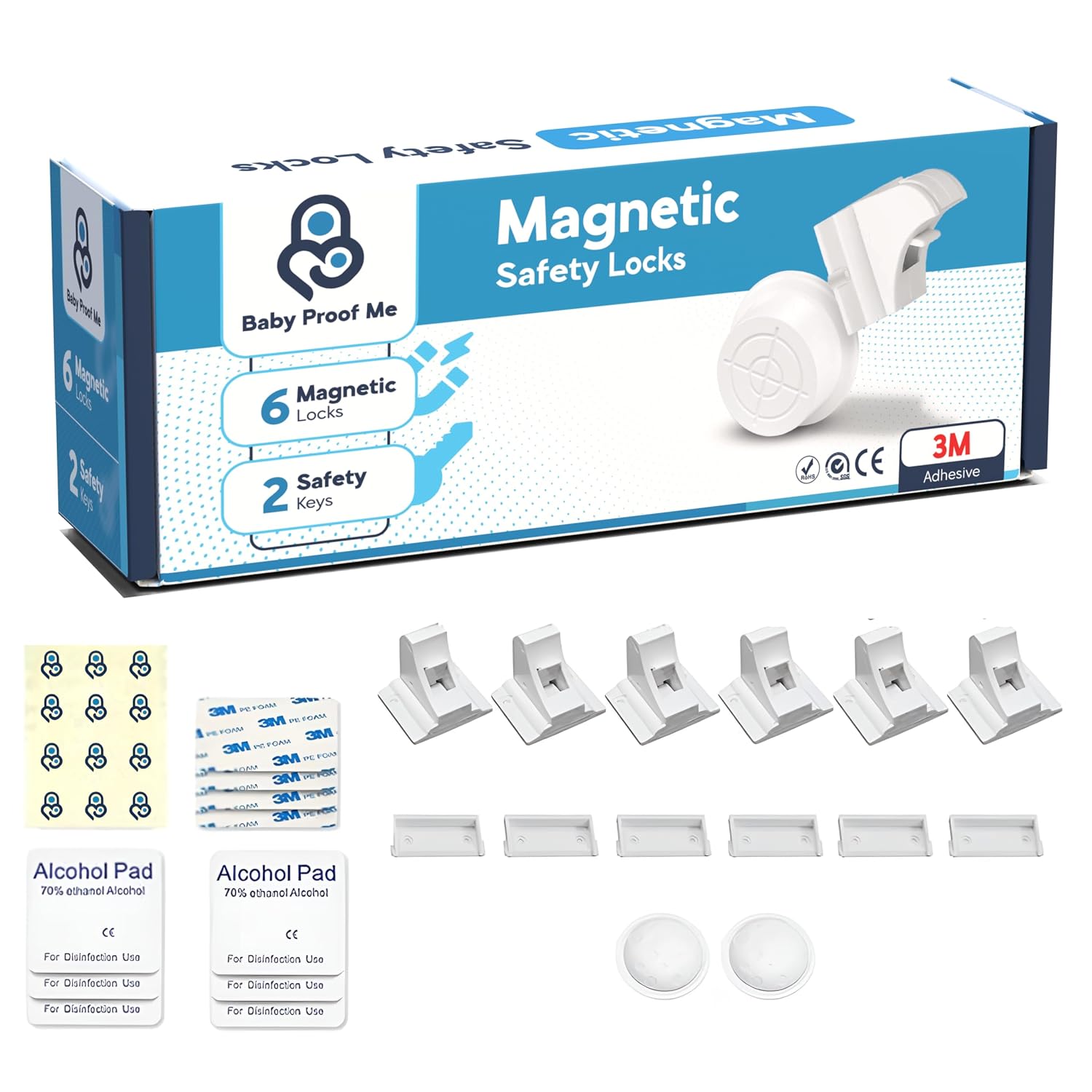 6 Magnetic Cabinet & Drawer Locks Baby Proofing Child Safety | Childproof Cabinet Locks with Keys for Baby Proofing Cabinets, Drawers & Cupboards, with Strong Magnet, No Tools or Drilling