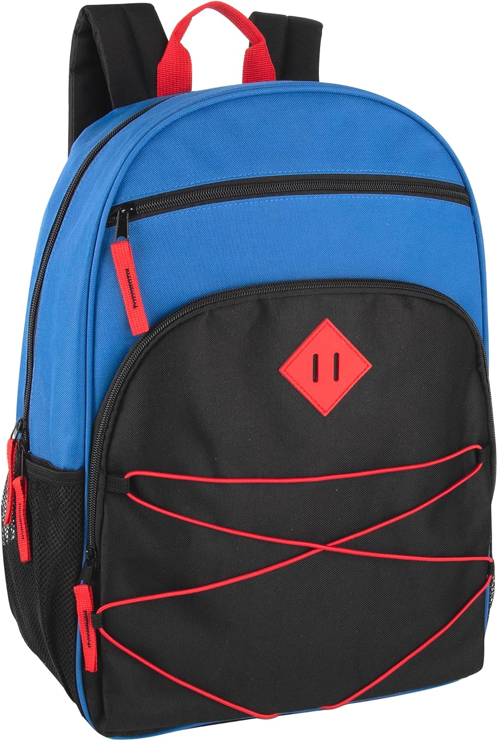 Summit Ridge Backpacks with Bungee Cord Front | 17” Multi Pocket Backpack for Adults, College, Travel (Blue/Black)