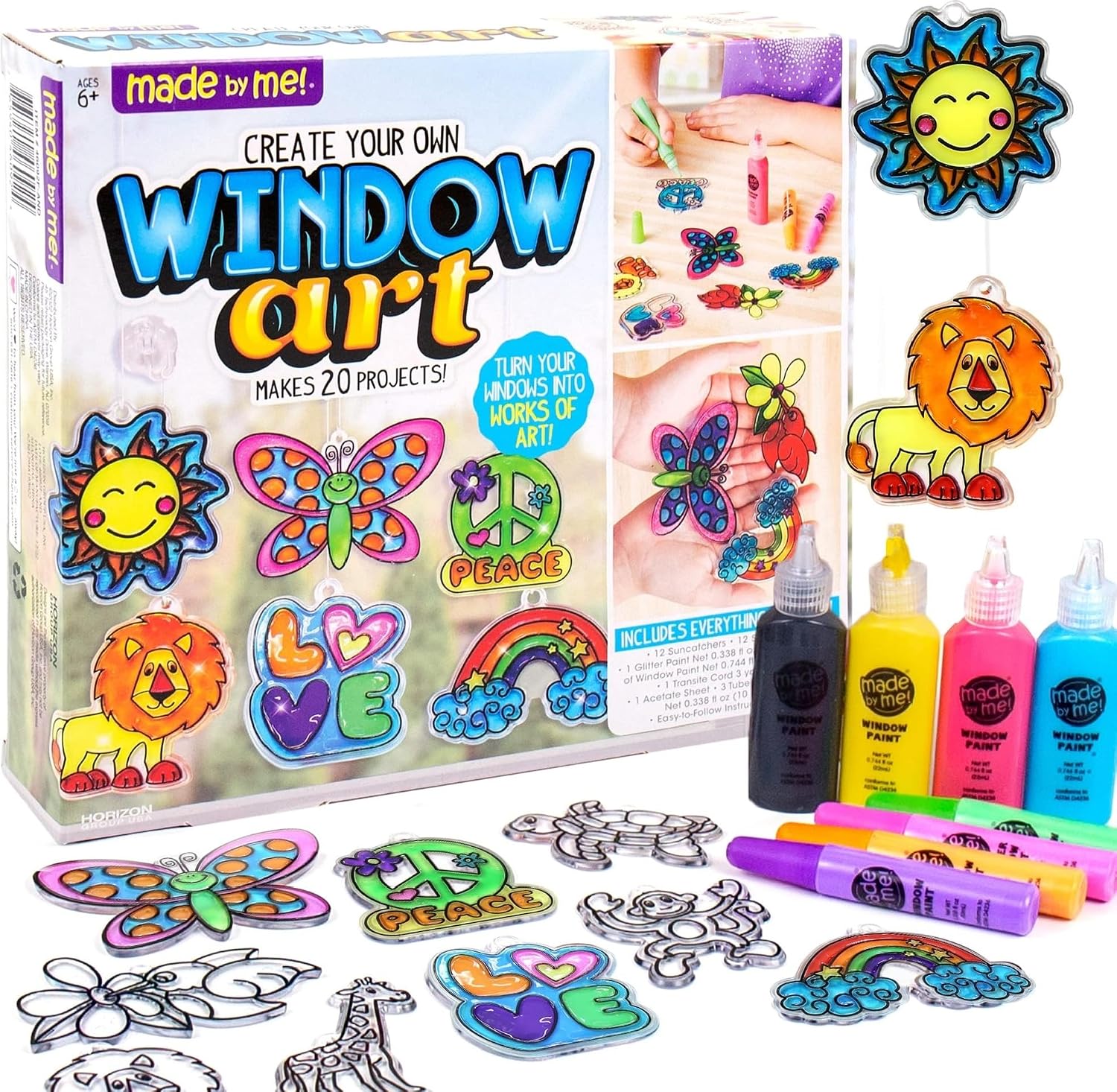 Made By Me Create Your Own Window Art Kit, Suncatchers, Makes 20+ Projects | DIY Arts and Crafts Activity, Paint, Color, and Decorate Suncatchers and Window Clings for Kids