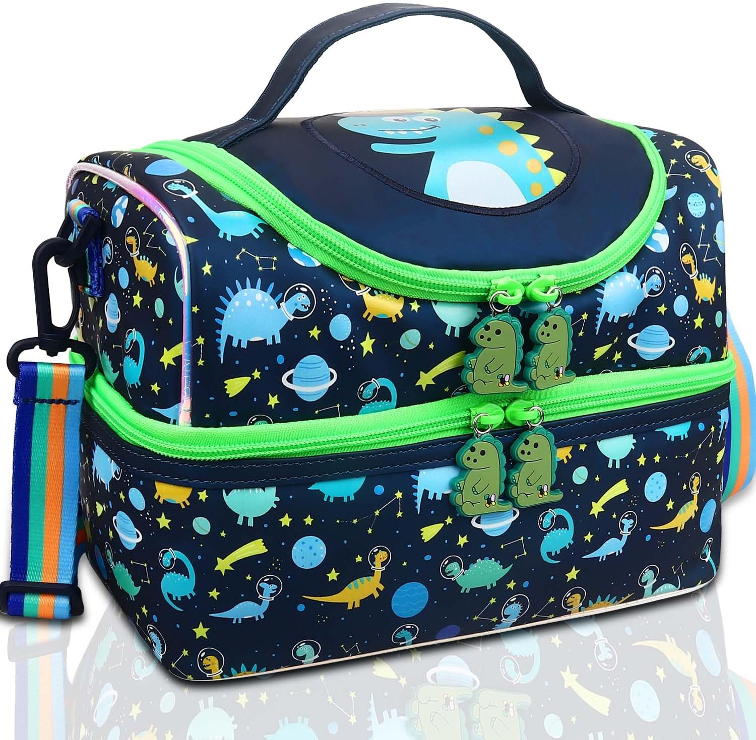 RHCPFOVR Kids Lunch Bag – Double – Decker Cooler Insulated Lunch Box for Boys Girls,Washable Lunch Bag with Strap and Reusable Toddler Lunchbox for School and Daycare