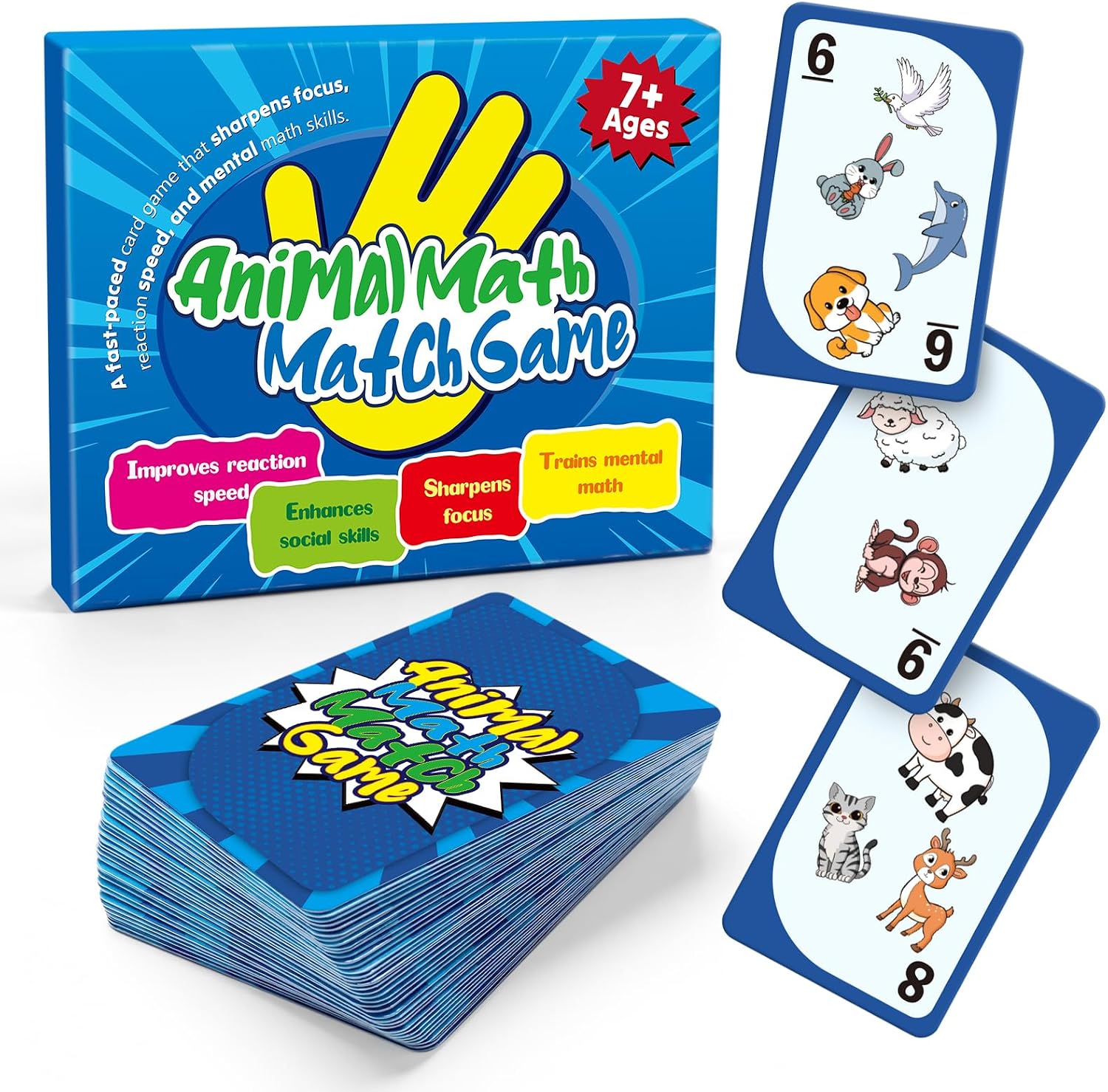 Animal Math Match Game – Fun-Filled Kids Educational Game for Ages 7+ – Entertaining Card Game for Kids and Family – Easy to Learn, Fast paced, Fun and Exciting – Quick-Counting Game for 2-4 Players