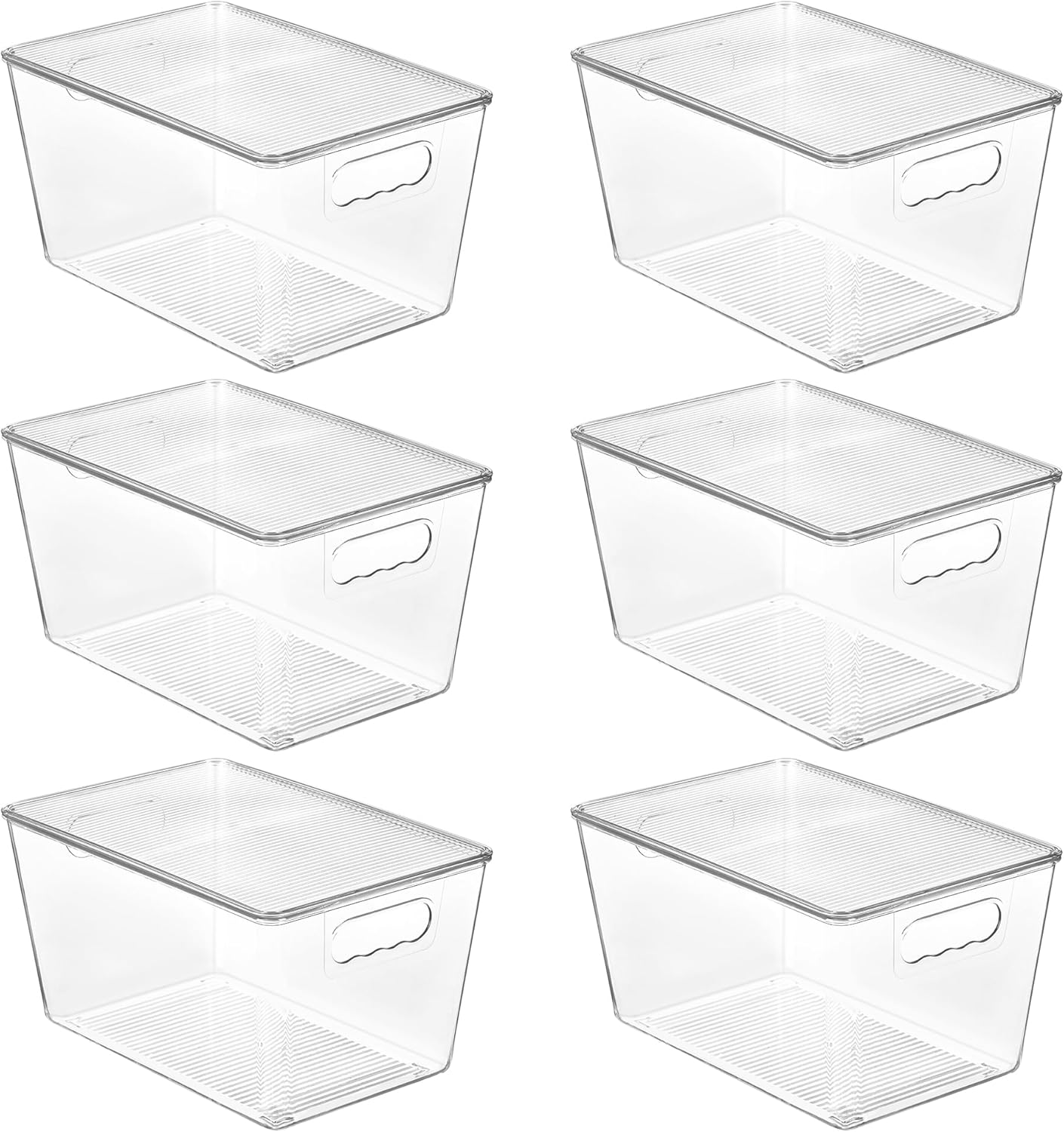 Vtopmart 6 Pack Clear Stackable Storage Bins with Lids and Handles, Large | BPA-free Plastic, Organize Vertically, For Pantry Kitchen Fridge Cabinet Closet Bathroom, Built to Last, Easy to Move