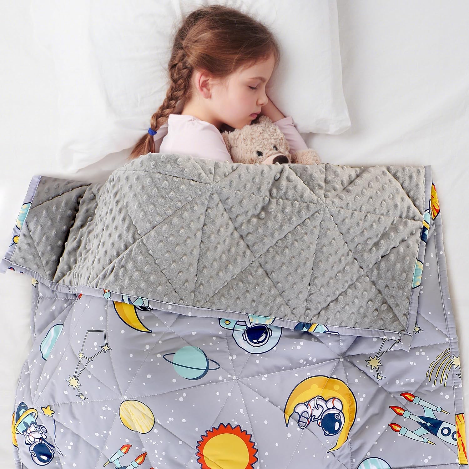 LOYIGA Weighted Blanket 3 lbs 36″x48″, Reversible Heavy Blanket, Grey
