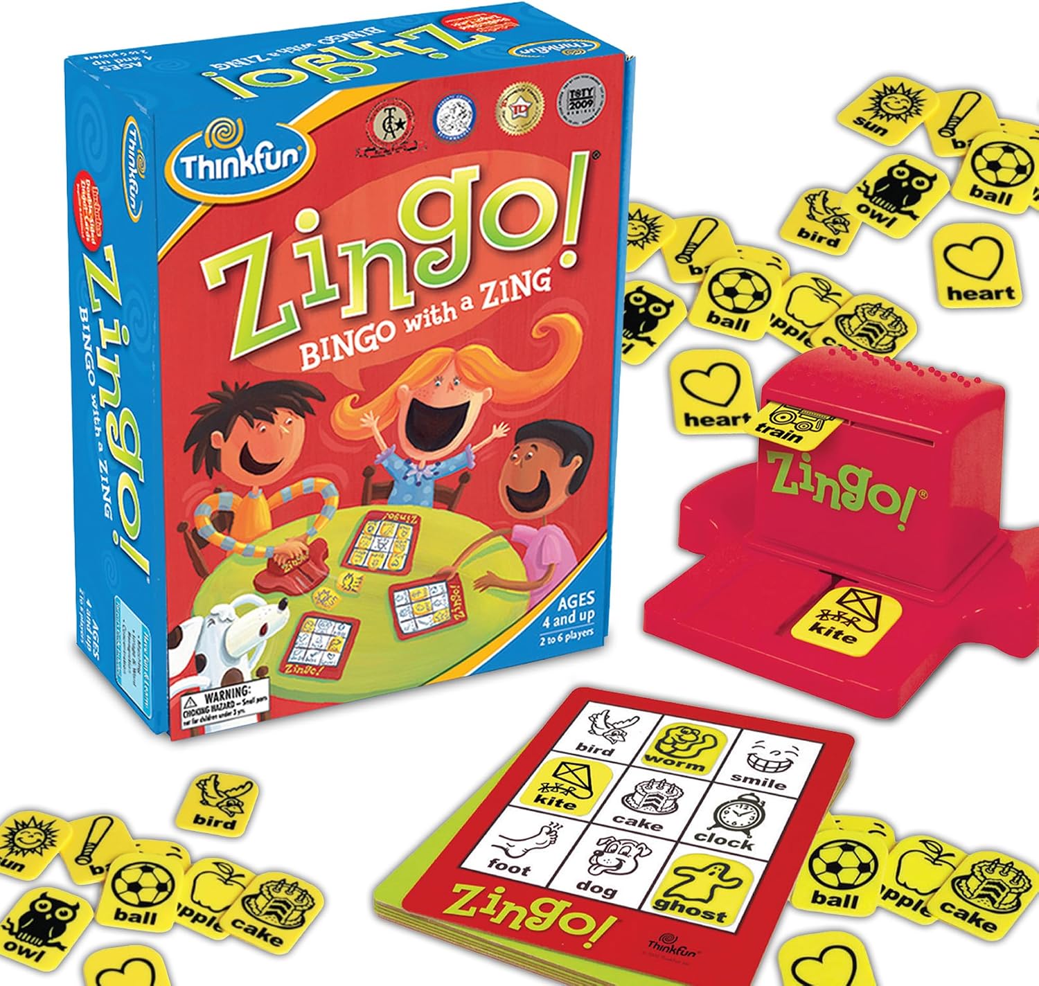 ThinkFun Zingo Bingo Award Winning Preschool Game for Pre-Readers and Early Readers Age 4 and Up – One of the Most Popular Board Games for Boys and Girls and their Parents (97700)