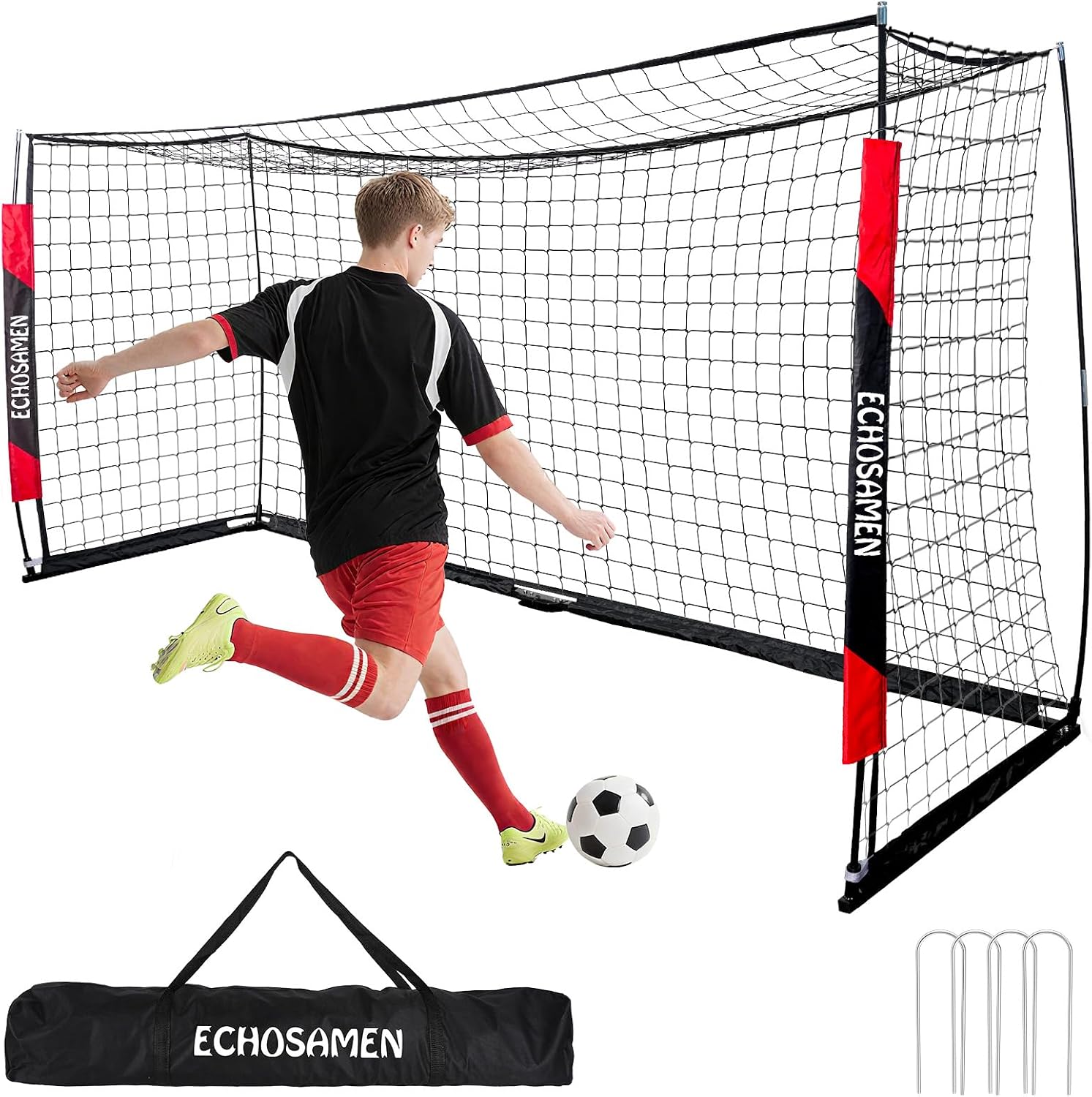 Kids Soccer Goals for Backyard, 2 of 6 x 4 ft Kids Soccer Goal Set Soccer Net with 10 Soccer Cones, Agility Ladder & Carry Bag, Portable Soccer Training Equipment.