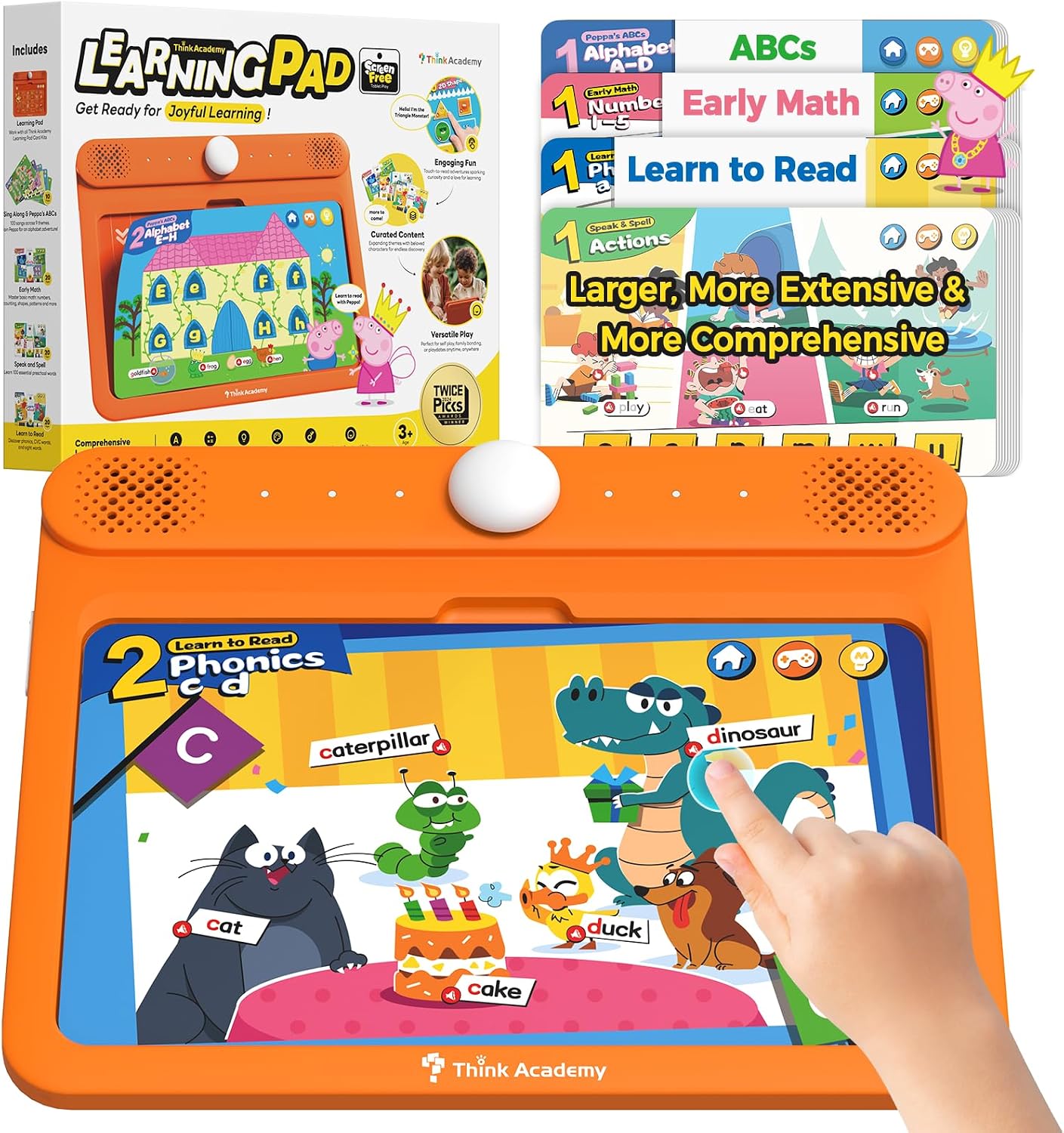 Think Academy Learning Pad with Flash Cards for 3 4 5 Years Old Boys Girls | 140 Themes, 11”, Screen Free, Interactive Educational Toy, Learn Alphabet, Numbers, Early Math, Logic, Nature and Daily Life