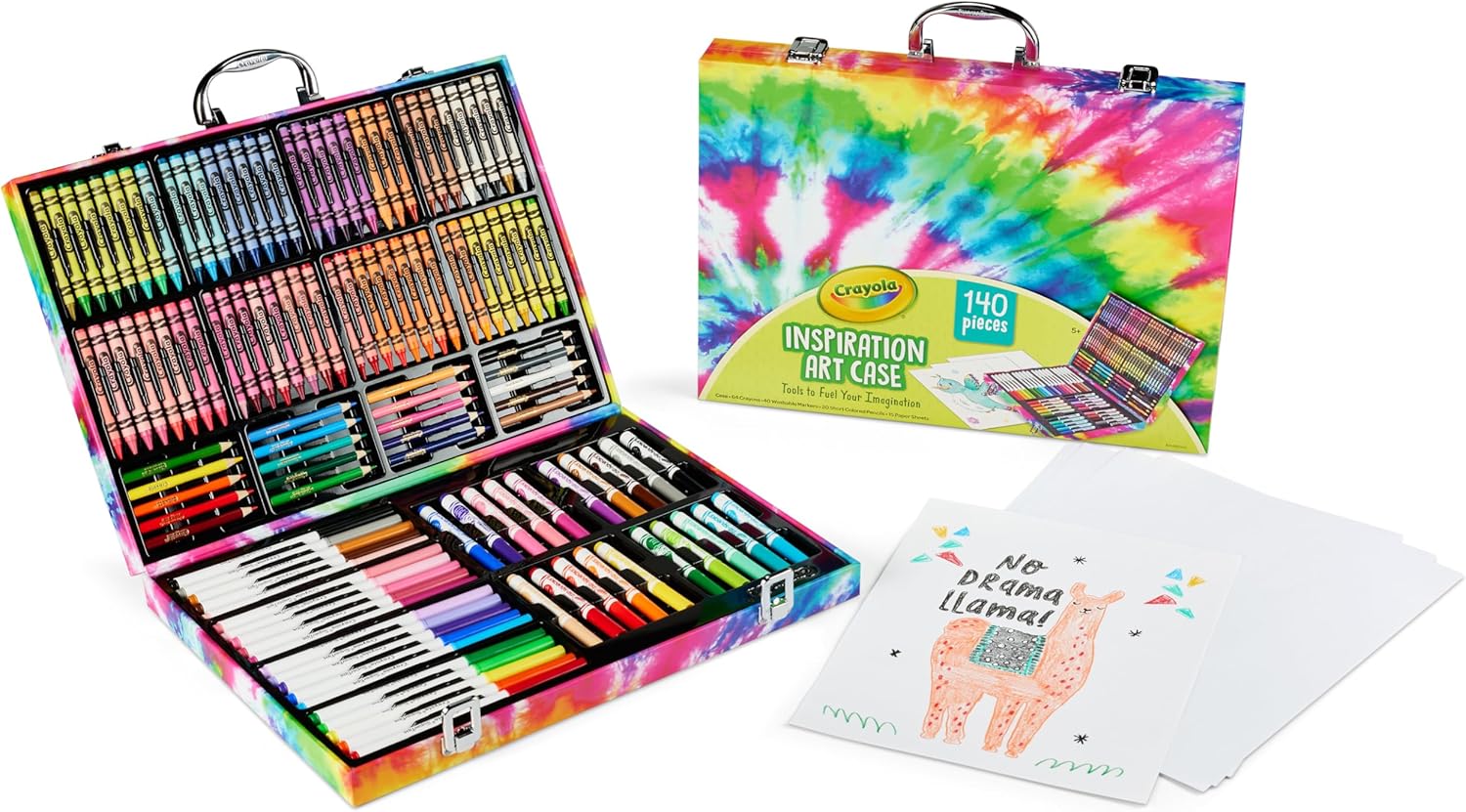 Crayola Inspiration Art Case Coloring Set – Tie-Dye (140ct), Art Supplies Set For Kids, Travel Drawing Kit, Gift for Girls & Boys, Ages 5+ [Amazon Exclusive]