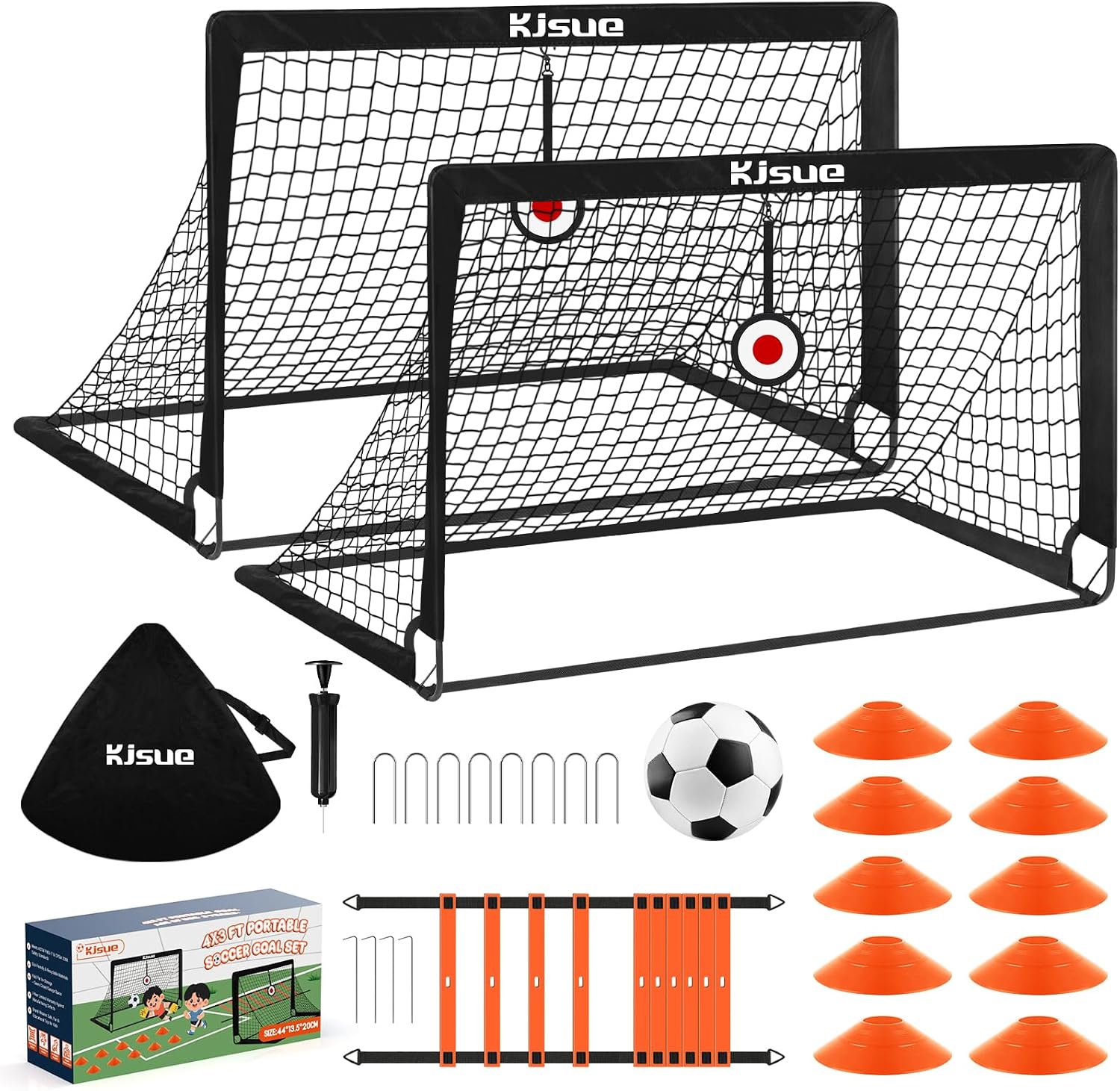Kids Soccer Goal for Backyard Set of 2, 6X4 / 4X3 ft Portable Pop Up Soccer Net Training Equipment for Outdoor Indoor Sports Games