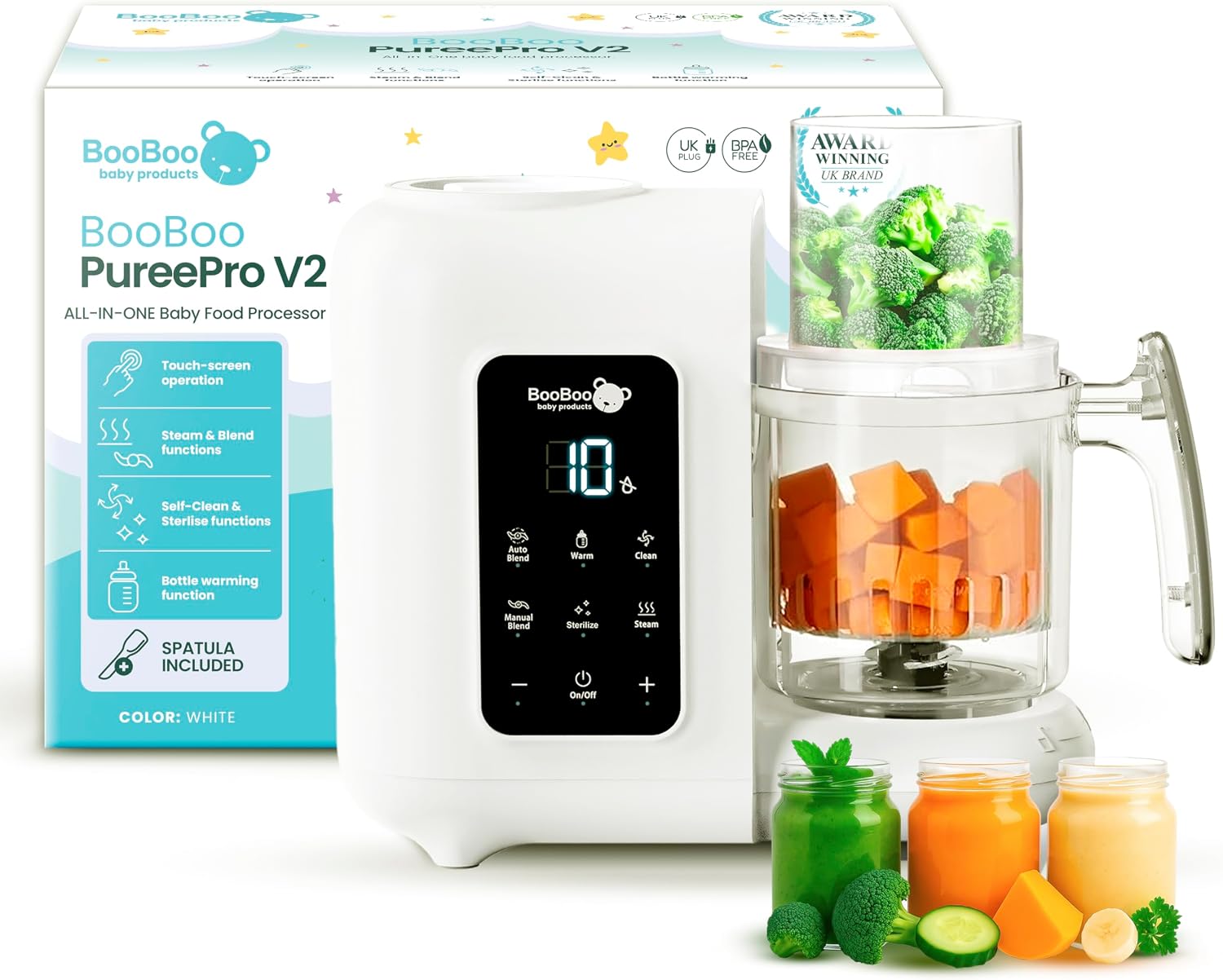 PuréePro 5 in 1 Baby Food Maker – Puree Blender Processor | Multifunctional Baby Food Processor with Steamer, Bottle Warmer, Sterilizer, Auto Cooking, Grinding Chopper and Self Cleaning