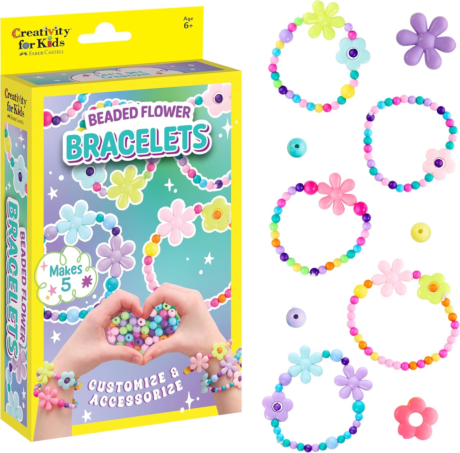 Creativity for Kids Beaded Flower Bracelet Kit, Make 5 (Ages 6+)