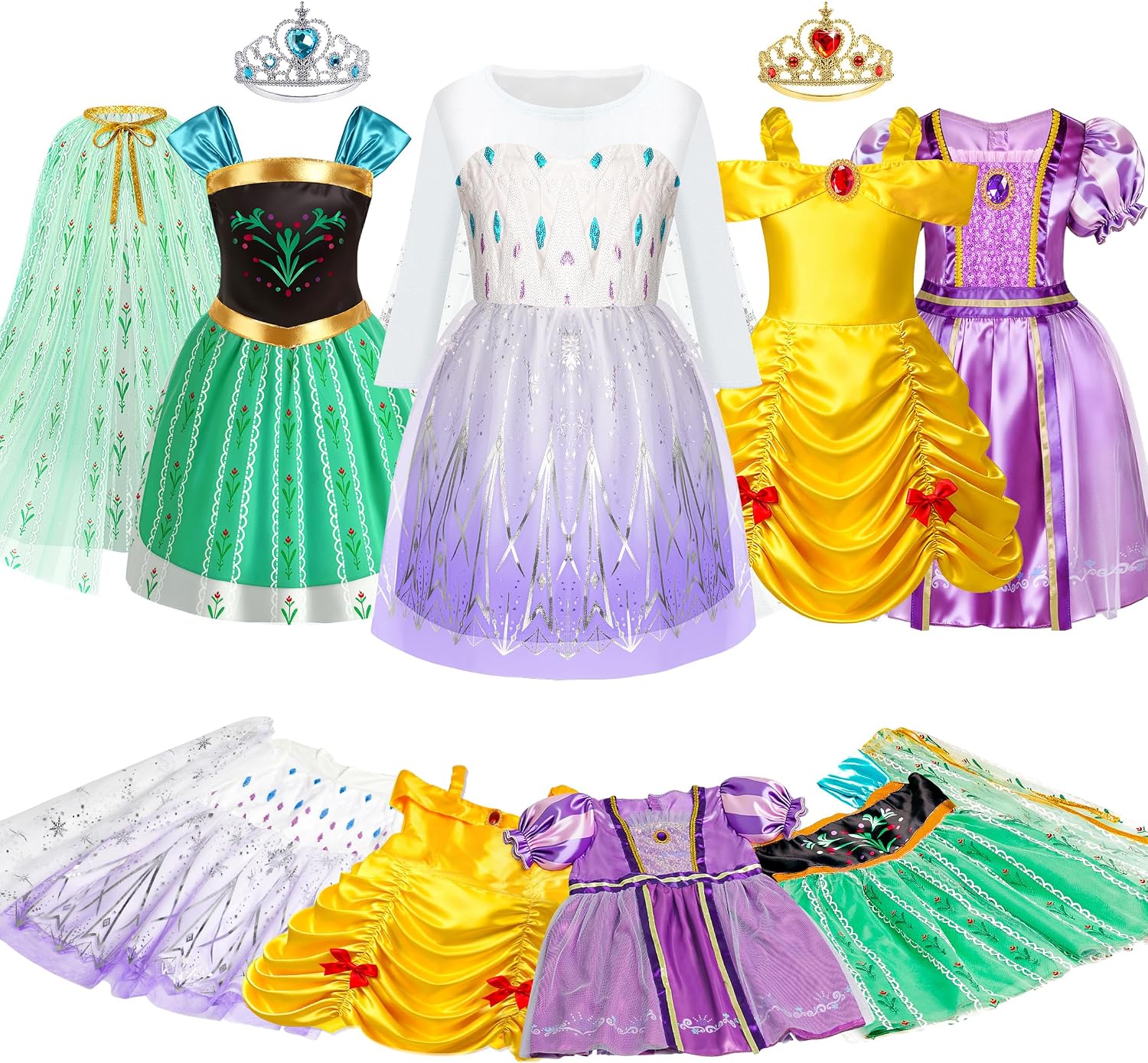 Princess Dress Up Clothes for Girls Toddler Dress Up Clothes for Girls 3-6 | BIBUTY Pretend Play Princess Costume Set with Princess Crown Cape, Princess Toys Cosplay Birthday Party Gifts for Girls