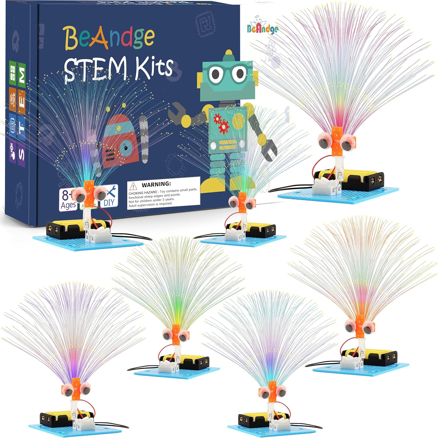 7 Set Bulk STEM Science Kits, STEM Toys for Kids Crafts Classroom | Circuit Kit for Boys Girls Gifts, Fiber Optic Lights Experiments for 4th 5th Grade, Group Activities Projects Party Favors