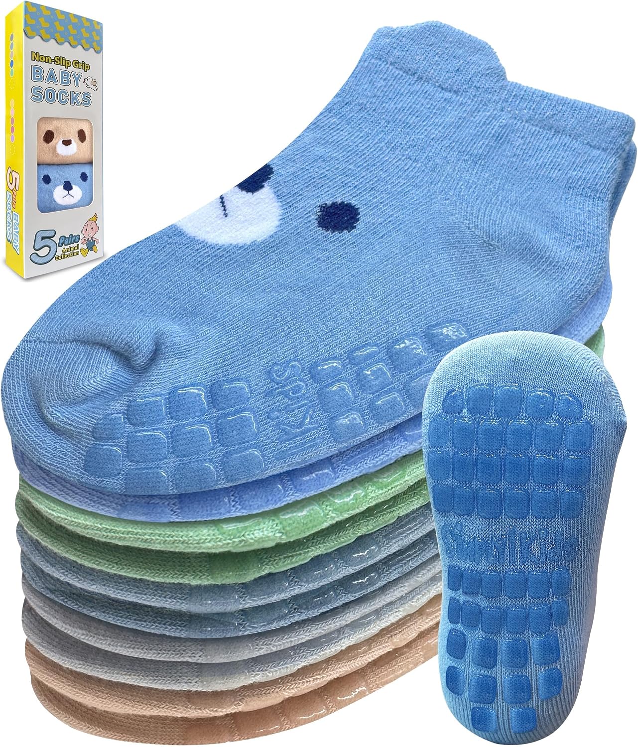 Simply Kids Baby Non-Slip Ankle Socks – Superior Grip, Soft Cotton, for Active Toddler Girls & Boys (Ages 0-7)