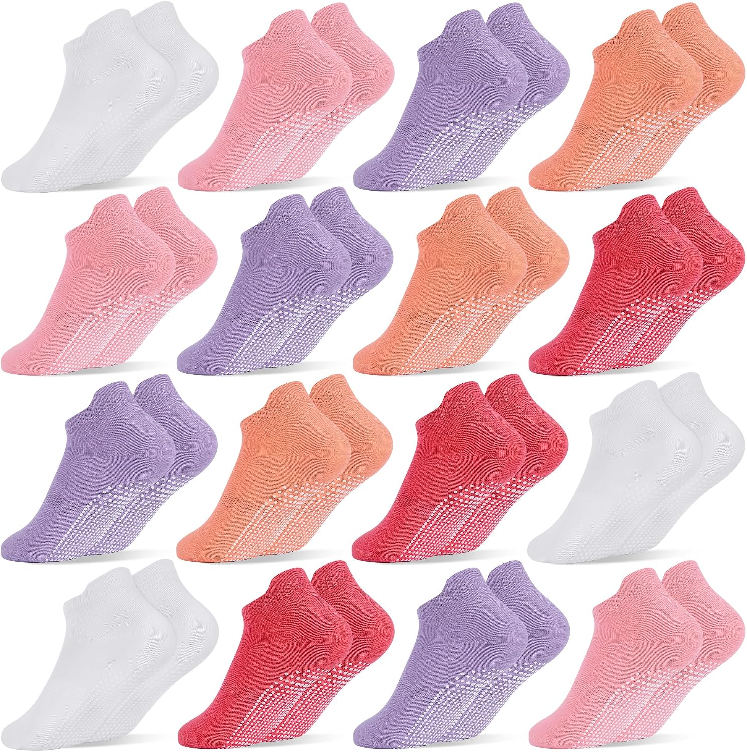 ELUTONG 16 Pairs Toddler Grip Socks for Boys Girls Non Slip Ankle Grippy Socks for Baby Infant Kids Aged 1-7T