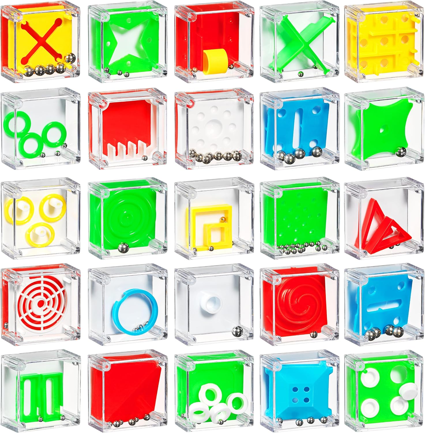 Mini Cube Puzzle Games (24-Pack) 3D Brain Teaser Maze Ball Party Favors | 1.5-In IQ Balance Puzzle Boxes for Kids, Teens & Adults, Mini Games, Goodie Bags, Stocking Stuffers & Carnival Prizes