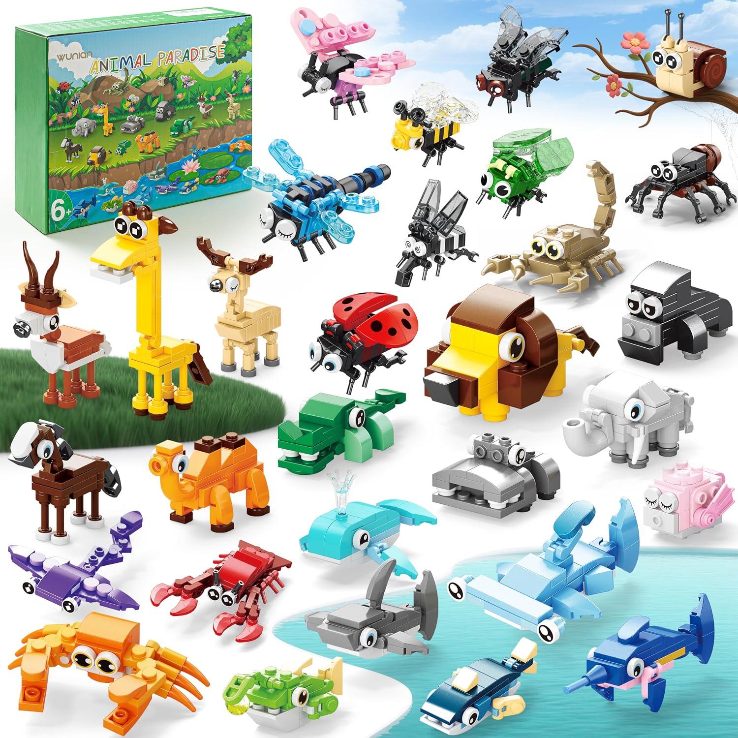 30 Packs Party Favors for Kids,888 PCS Animal Building Blocks | Mini Sets Party Favors for Goodie Bags Stuffers Classroom Prizes Return Gifts Easter Bulk Gifts for Student Ages 6+