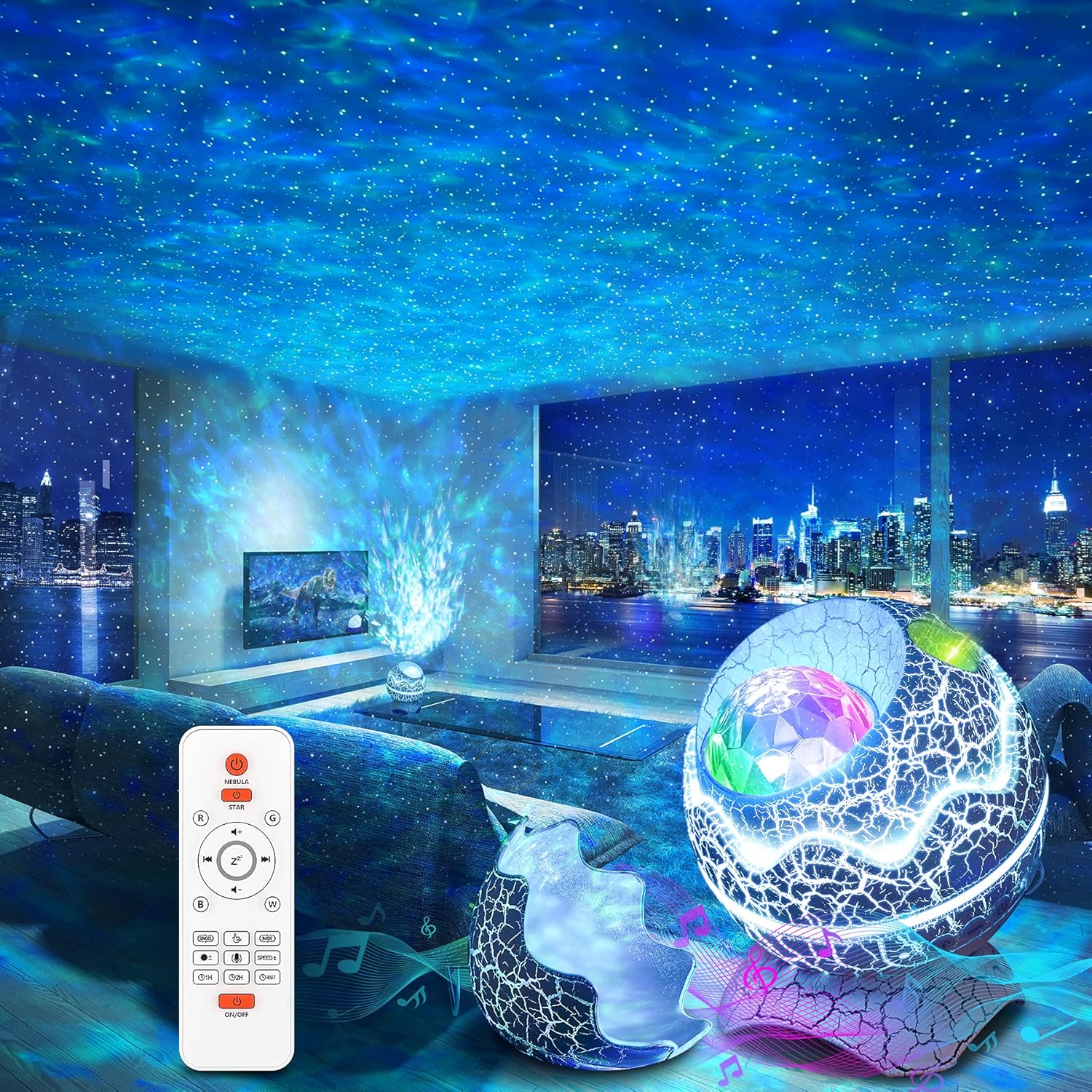 Rossetta Galaxy Star Night Light Projector, Nebula Lights for Kids Room | 33 Lighting Effects, White Noise, Bluetooth Speaker, Sound Sync, Timer & Remote, Birthday, Party Gifts for Kids Teens Adults