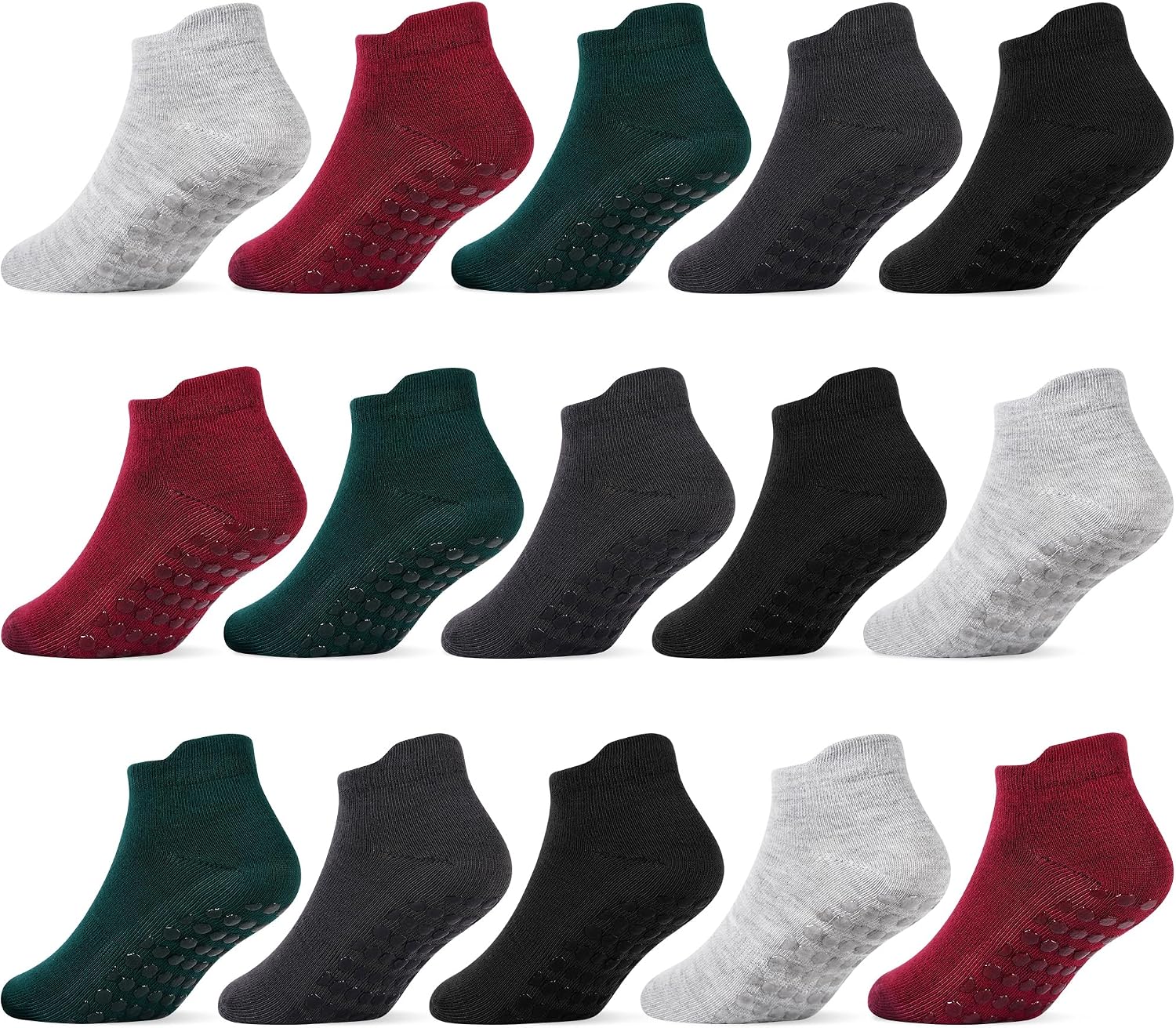 SkiBeaut 15 Pairs Toddler Grips Socks, Kid Non Slip Sock for Baby Boys Girls, Toddlers Anti Skid Children Sox for 0-7 Years