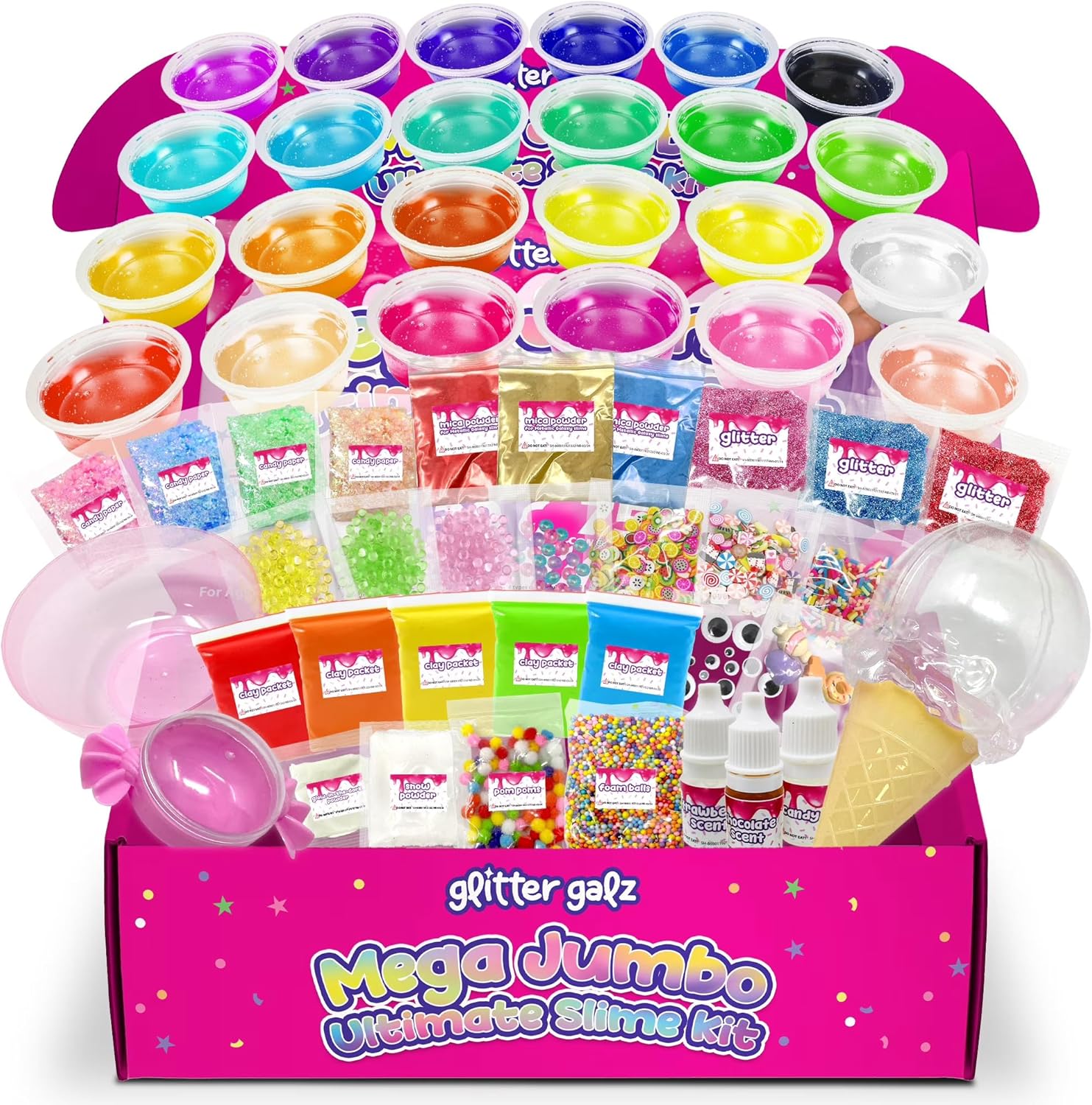 75 PCS Ultimate Slime Kit for Girls & Boys Ages 8-12 – DIY Slime Making Kit with 39 Add-ins, 36 Colors Premade Slime, Glow in the Dark – Birthday Gifts & Party Favors
