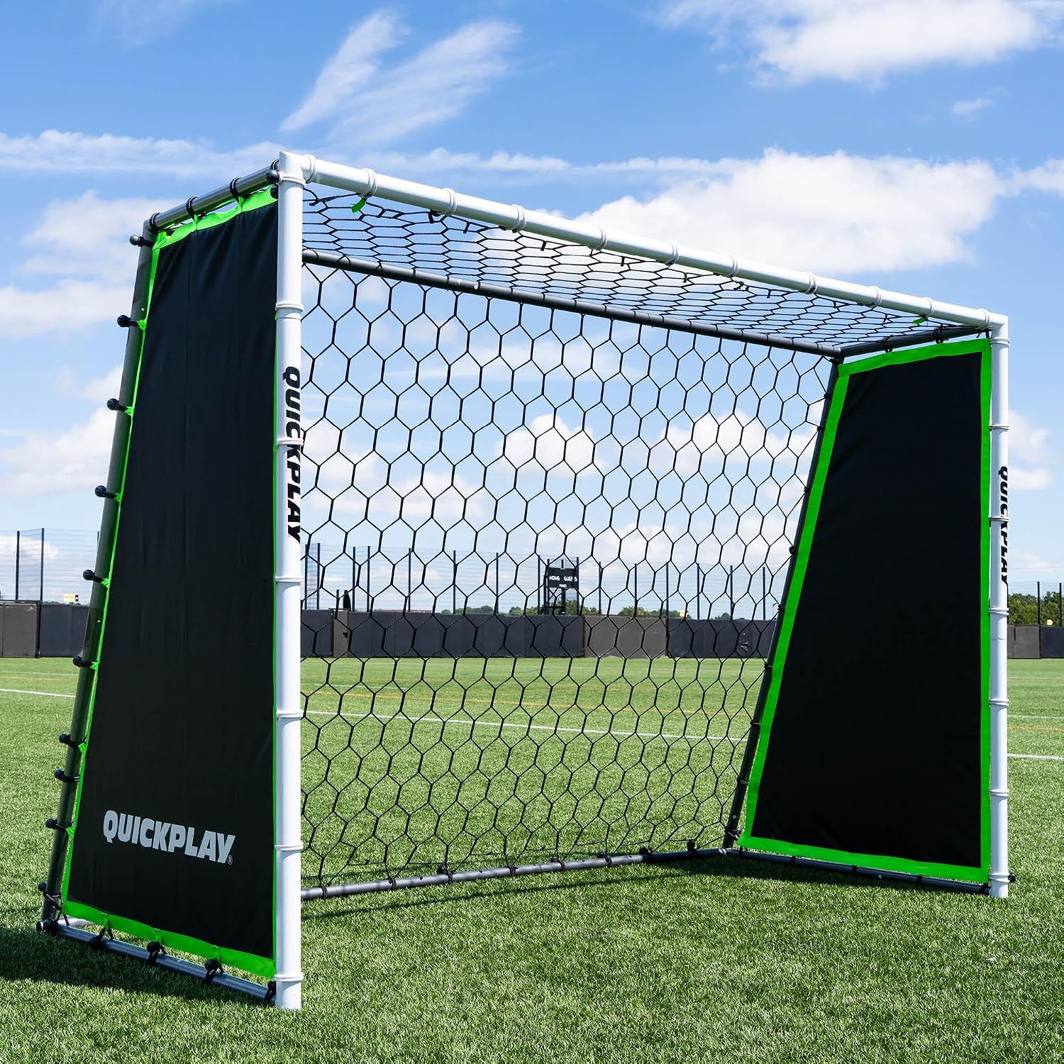 QuickPlay GS Trainer 3-in-1 Soccer Goal and Rebounder for Solo Training | 3 in 1 goal, rebounder & passing wall, Galvanized steel frame, Backyard play, Tool-free setup, Shooting & Controll drills