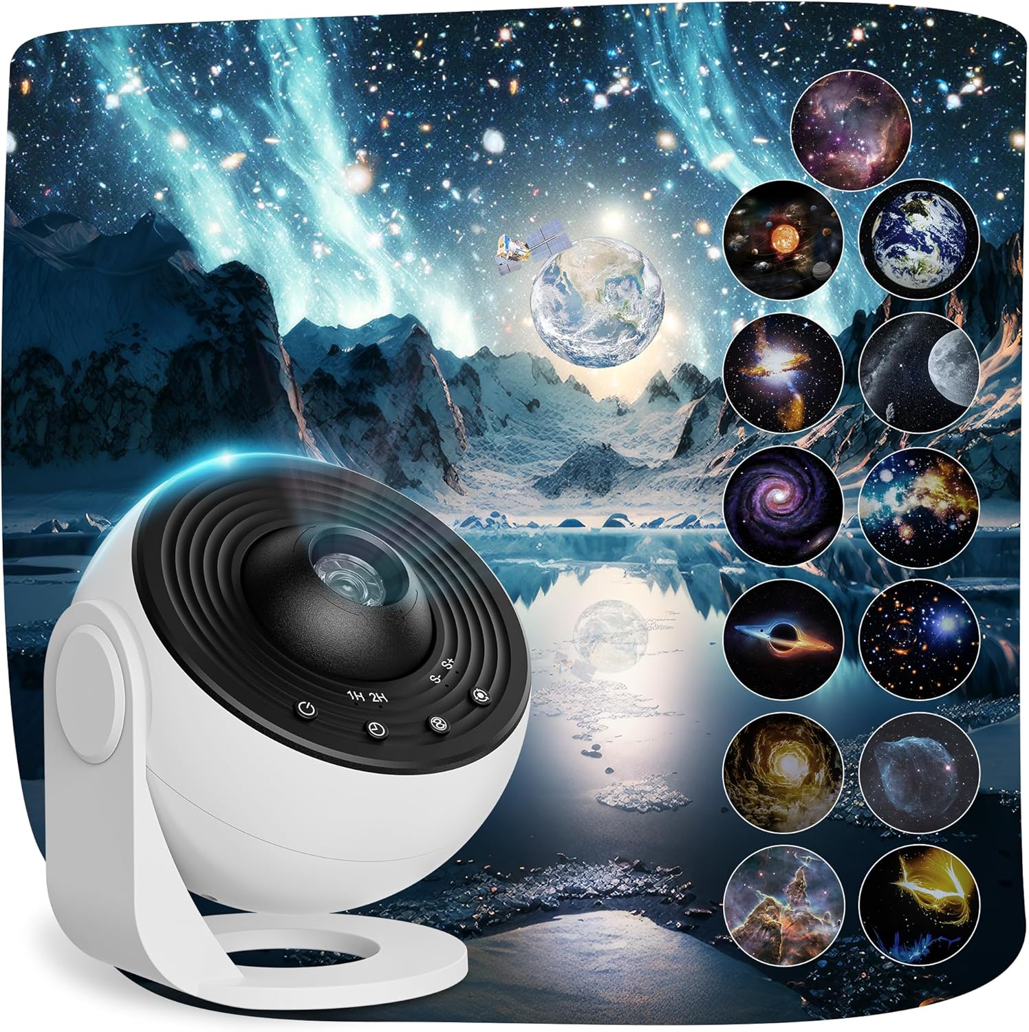 Galaxy Projector Night Light for Bedroom, 13-in-1 Planetarium Projector | Star projector for ceiling with 360° rotation and timer; space-themed starry sky night light for kids and bedroom decor