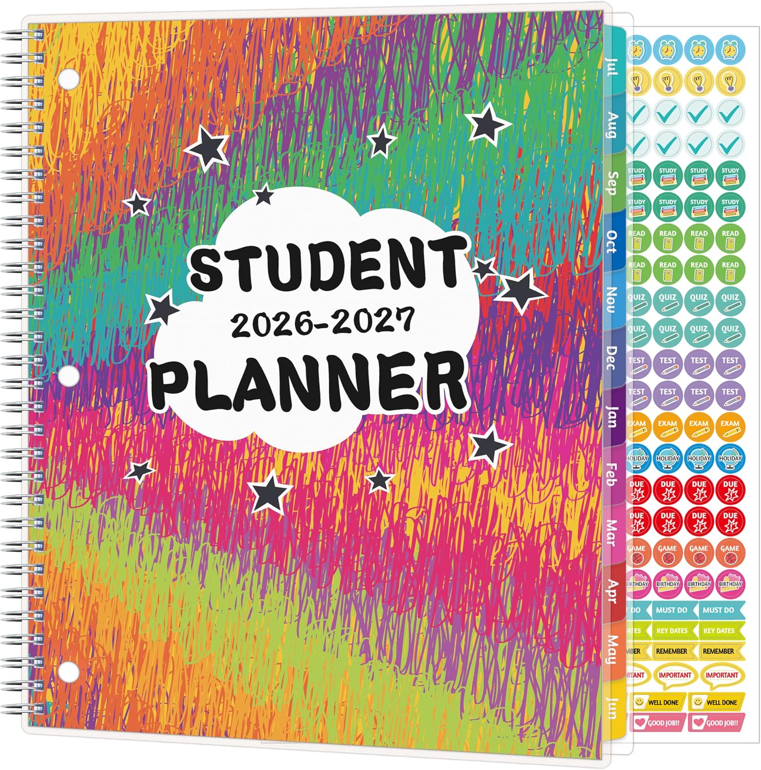 student planner 2026-2027, Weekly ＆ Monthly Academic Year Planner Calendar, Jul 2026 – Jun 2027, 8.5″ x 10.5″, School Planner 2026-2027 with Practical Stickers, Flexible Cover, Pocket, Laminated Tabs