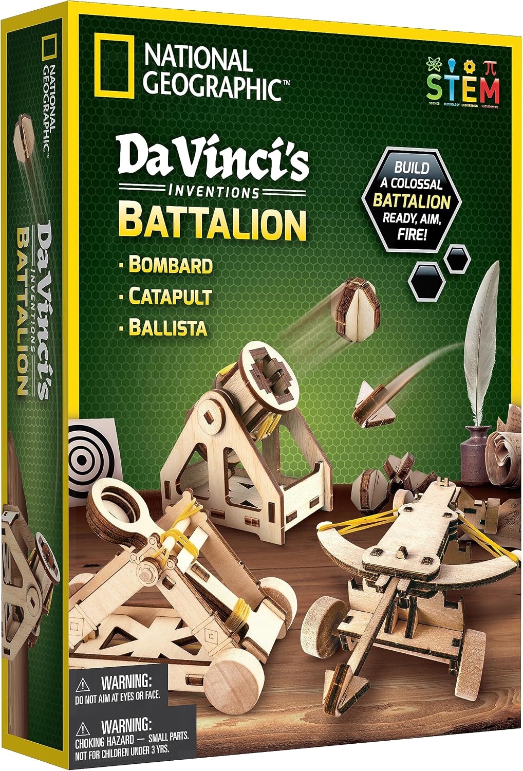 National Geographic Da Vinci Catapult Wood Building STEM Kit for Kids | Build a Working Catapult, Wooden 3D Puzzle, Engineering Model, Hands-On STEM Project, Construction Toy, Birthday Gift