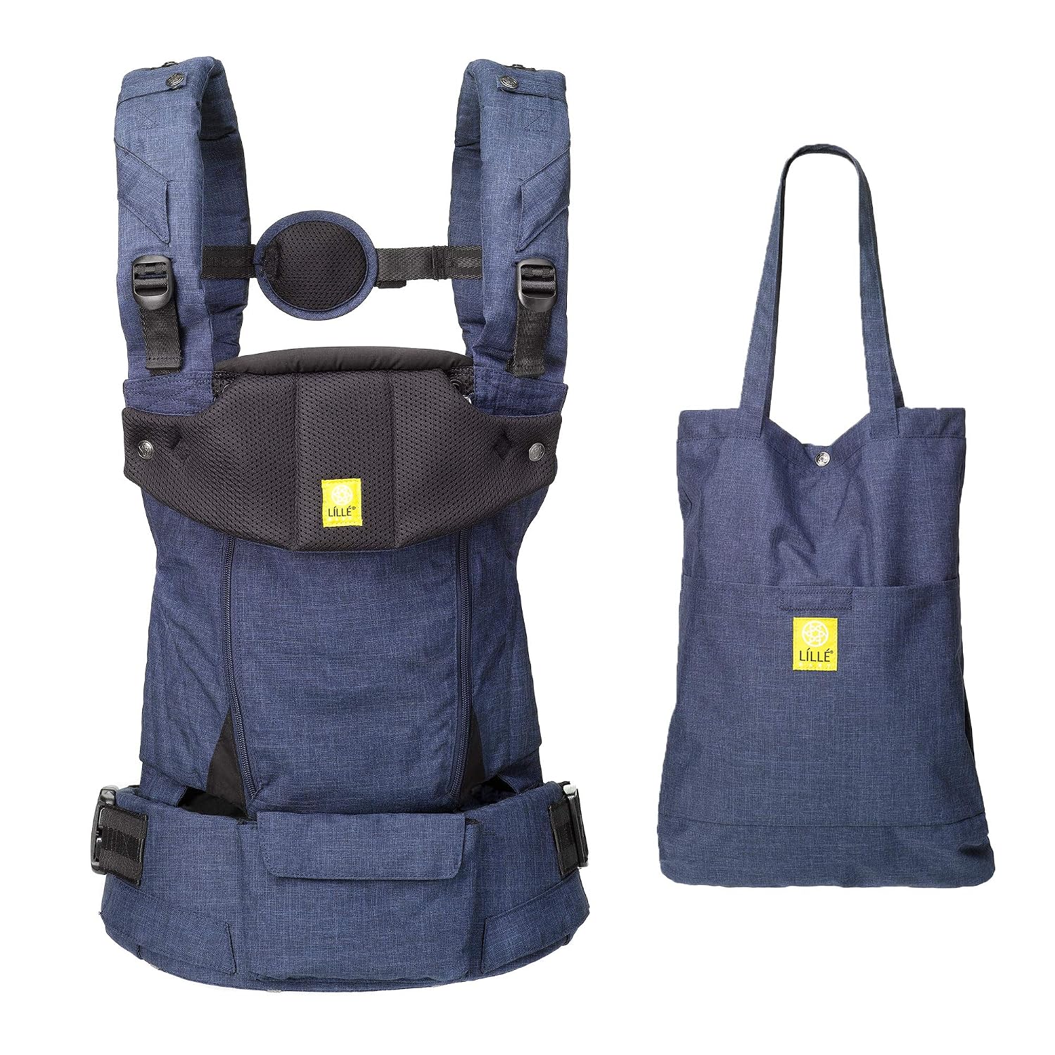 LÍLLÉbaby Serenity 6-in-1 Ergonomic Baby Carrier, Newborn to Toddler, Lumbar Support with Convertible Tote, Indigo
