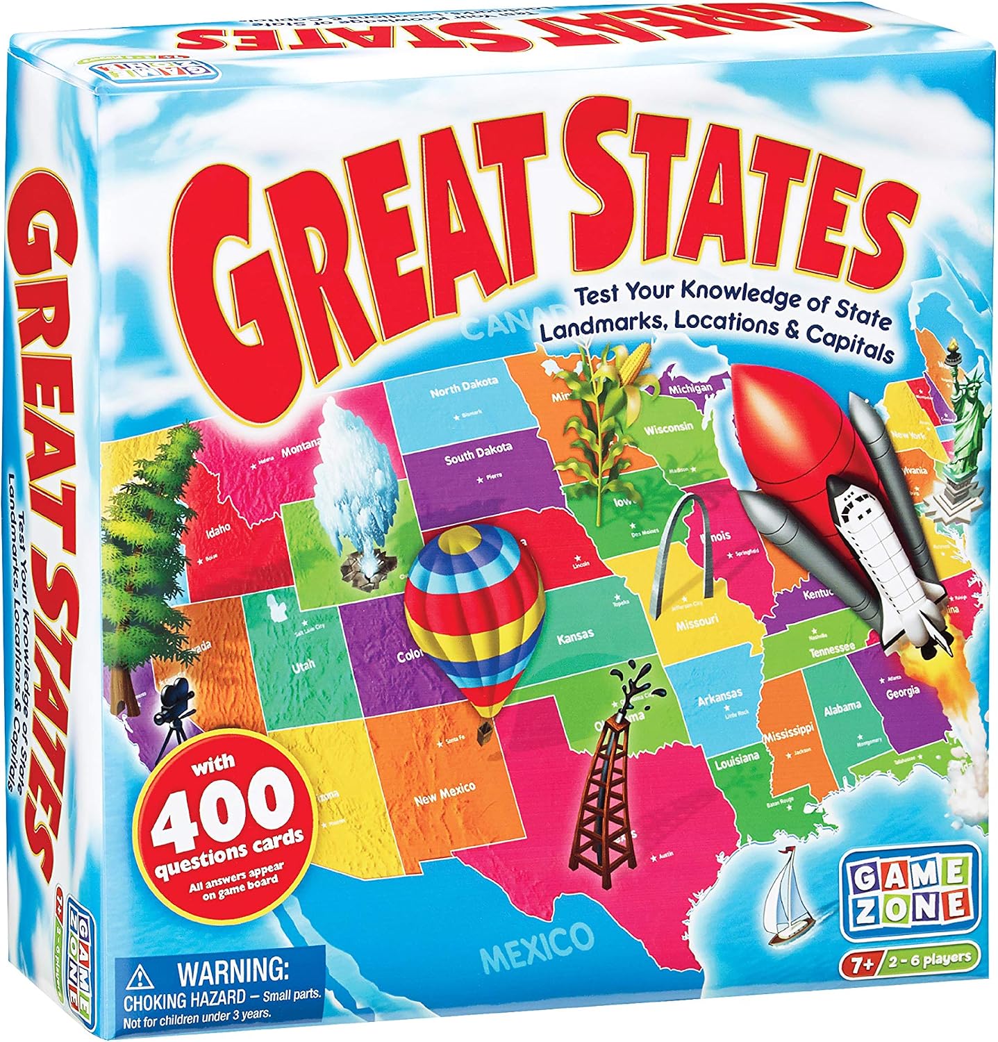 Game Zone Great States – Fun and Educational Geography Game for Ages 7+ – An Engaging Way to Learn about the 50 States with Friends and Family