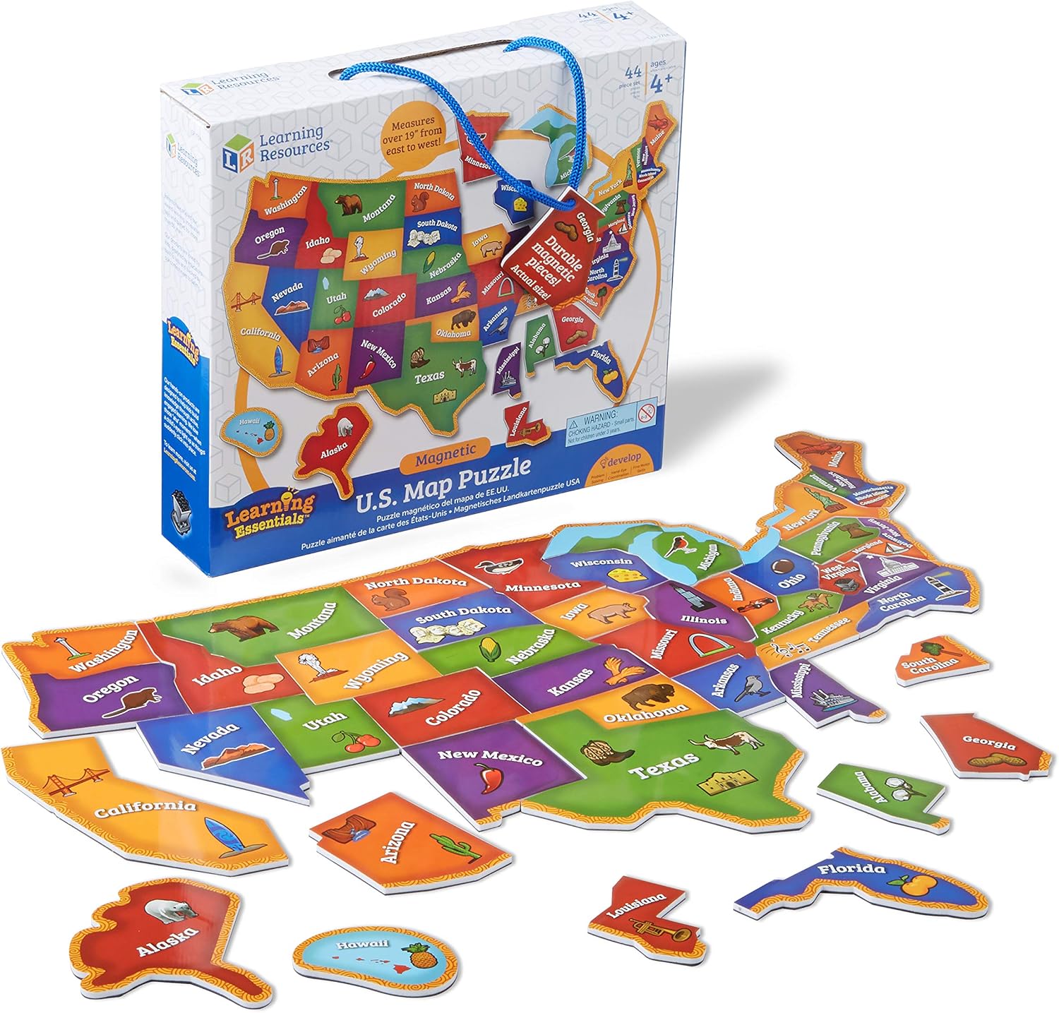 Learning Resources Magnetic U.S. Map Puzzle – Educational Map of the United States of America, Geography Matching Games, Kids Homeschool and Classroom Must Haves, Gifts for Boys and Girls
