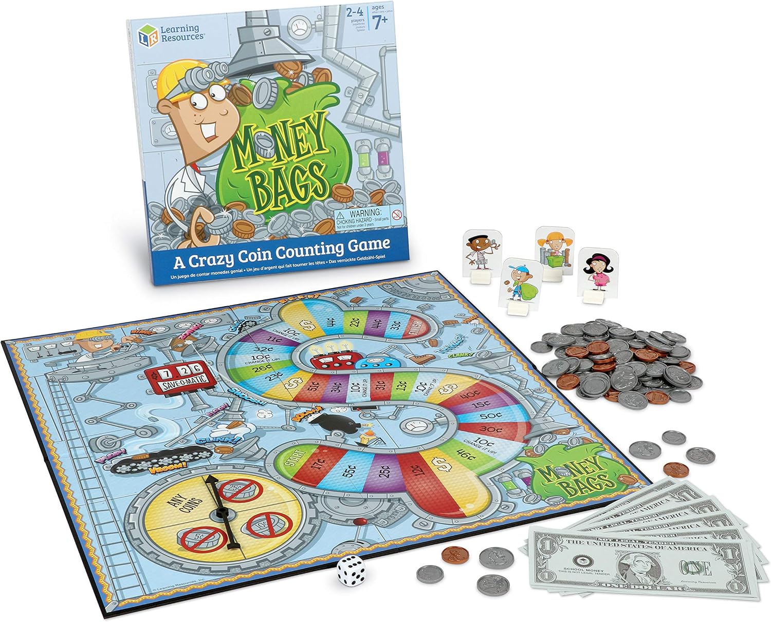 Learning Resources Money Bags Math Game – Classroom Math Games, Financial Literacy for Kids, Counting Board Game