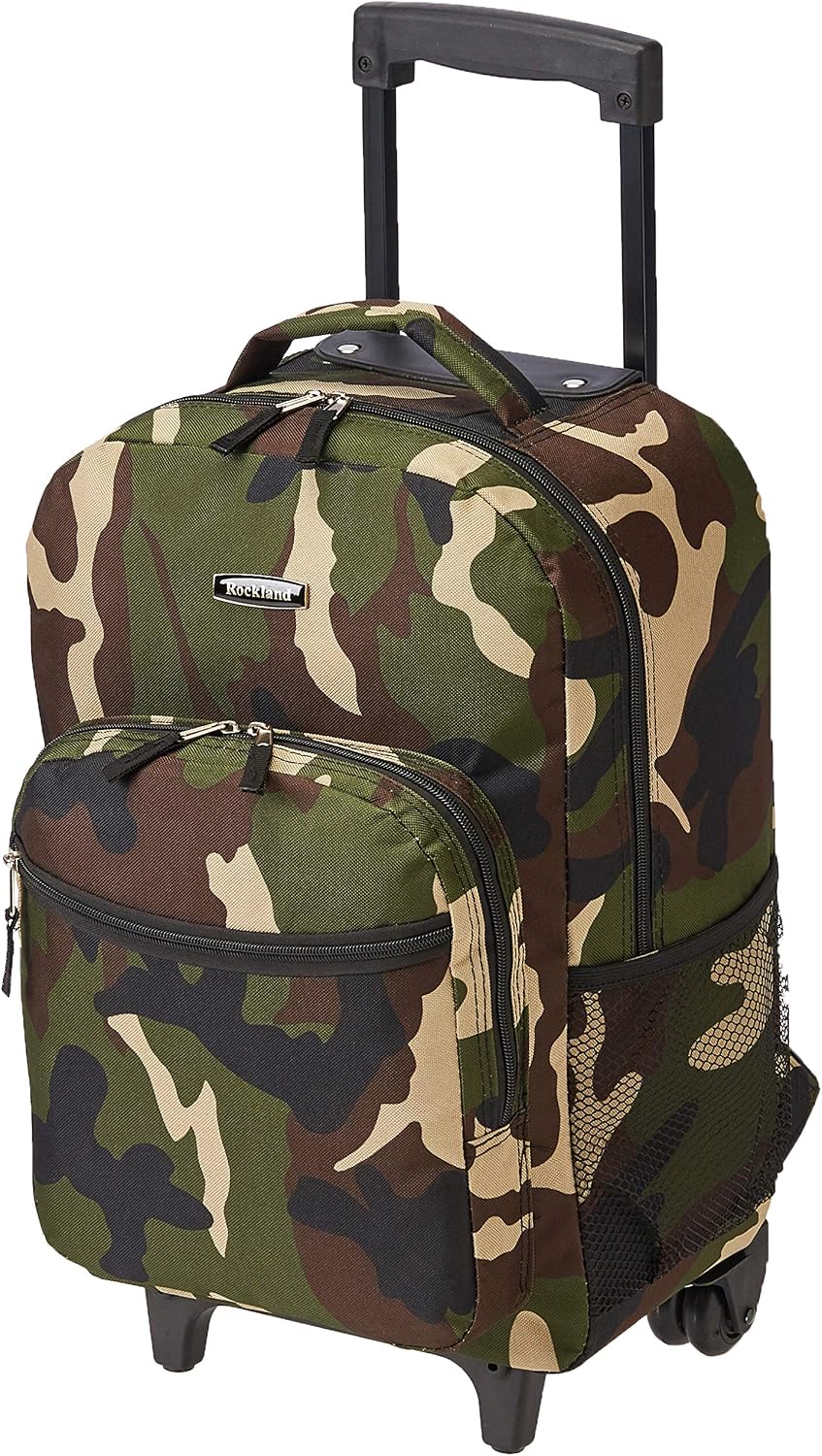 Rockland Double Handle 17″ Rolling Backpack, Camo