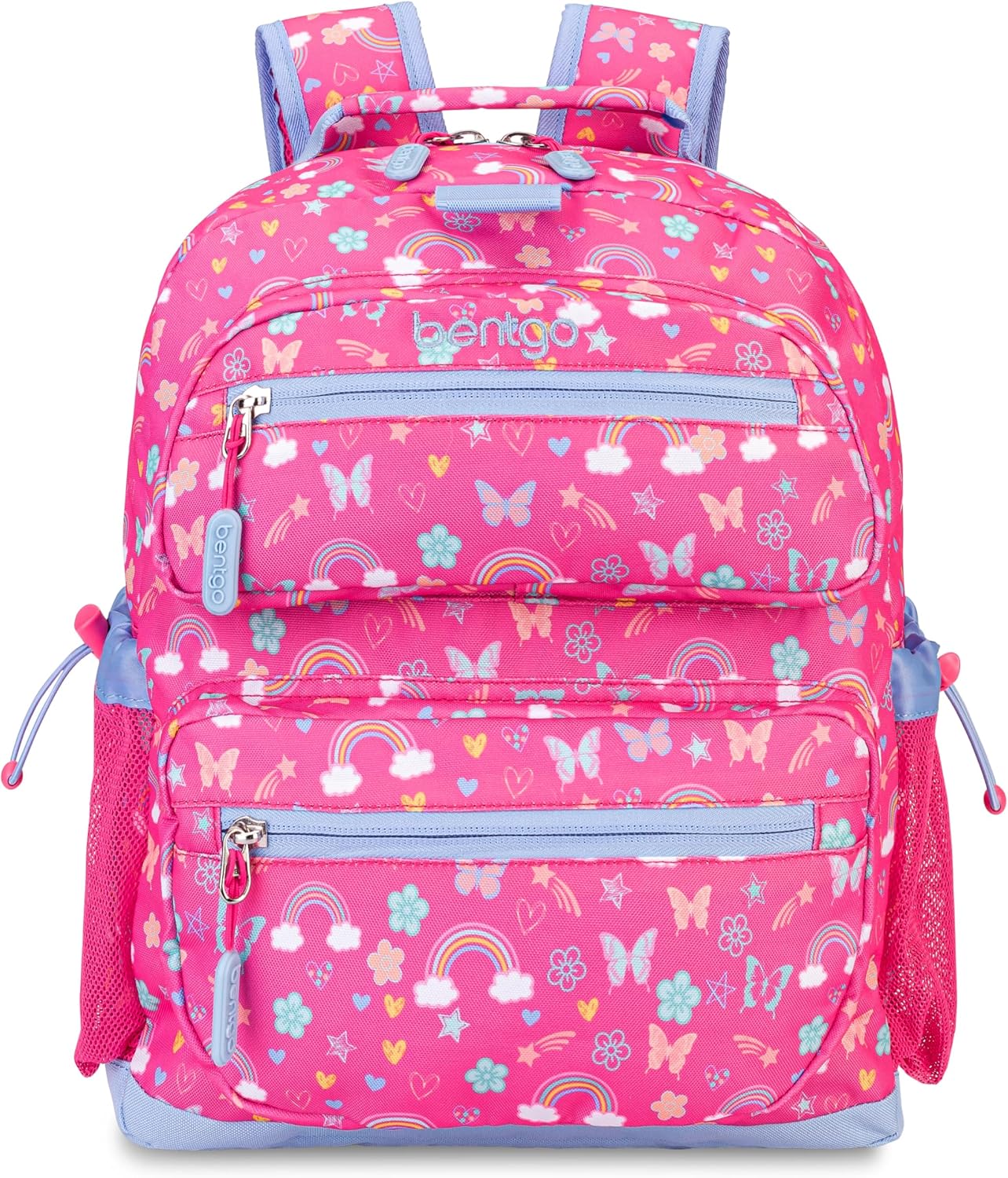 Bentgo Kids Print Durable & Water-Resistant Backpack | Lightweight 14” Backpack for School, Travel, & Daycare, Ages 4+, & Loop for Lunch Bag (Rainbow)