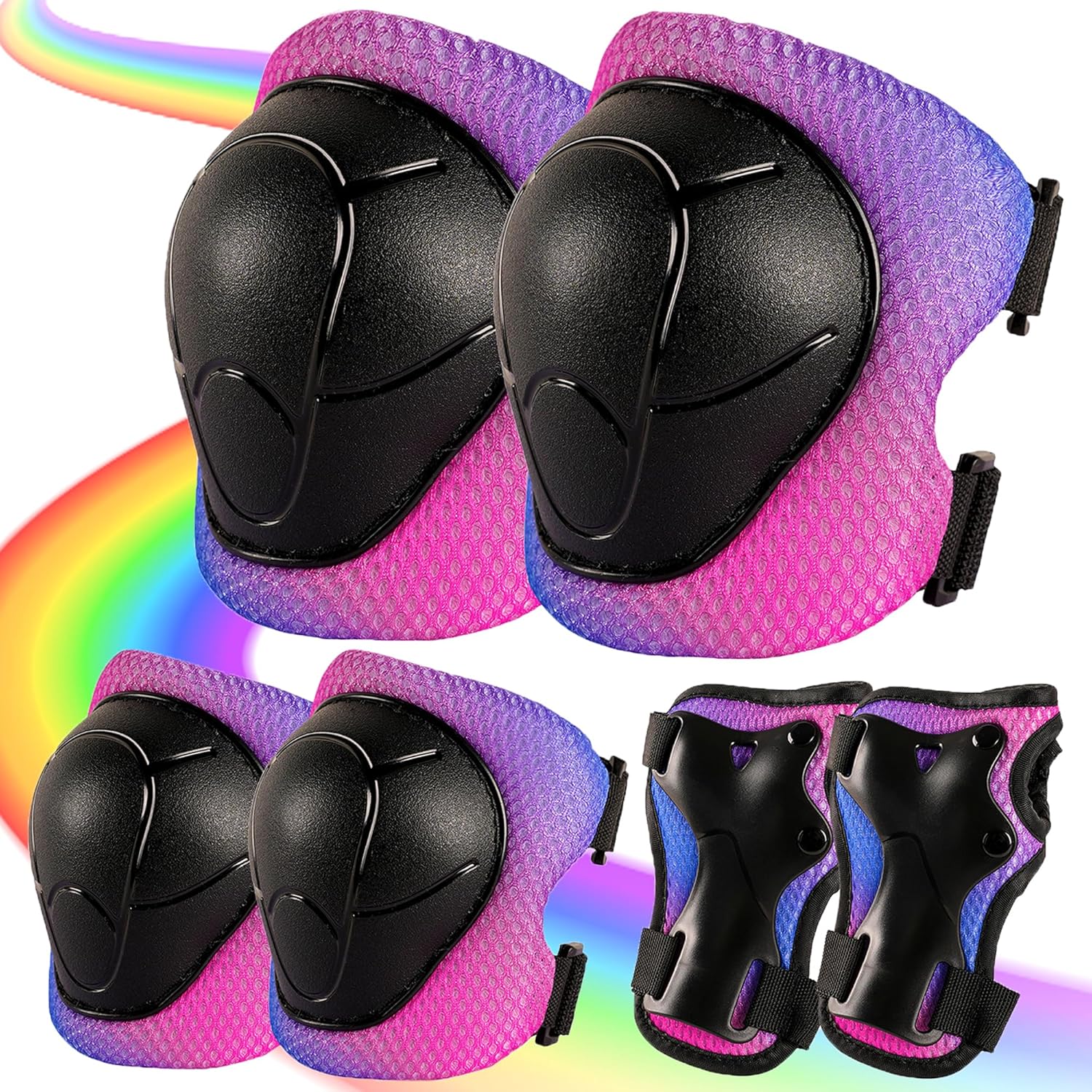 3-in-1 Kids Knee/Elbow/Wrist Guards – Impact Shell, Breathable, Adjustable 2-14, for Bike/Scooter/Skateboard/Roller