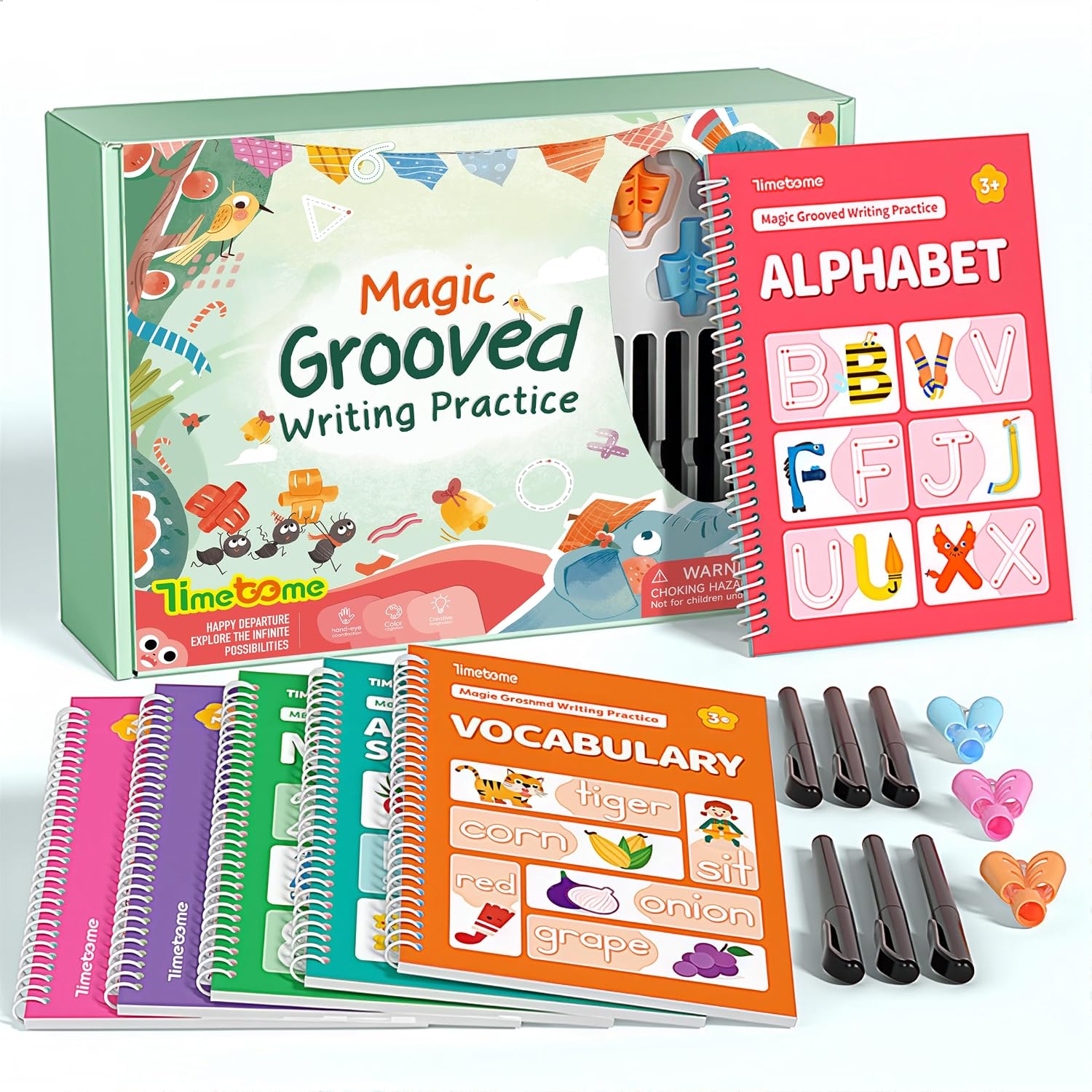 Magic Grooved Writing Practice Books for Kids 3-8 | Reusable 3D Groove Handwriting Practice Workbooks for Kids, Large Preschool Writing Books with Disappearing Ink for Kids 5-7