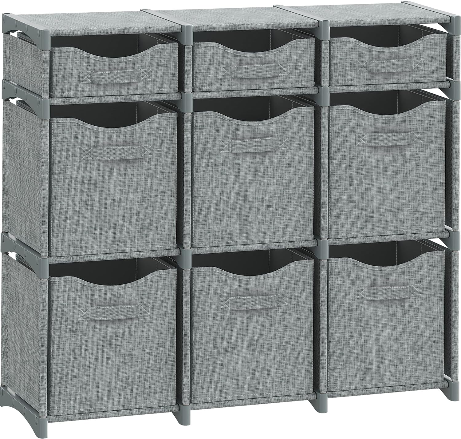 Cube Storage Organizer with Storage Bins Included – The Perfect Closet Organizers and Storage Solution. Includes 9 Storage Cubes, Great For Toy Storage, Closet Storage, Clothes Storage (Grey)